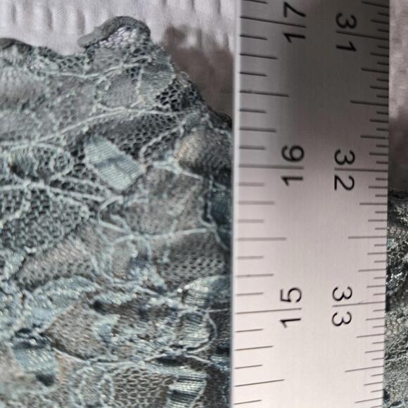 Merona Lace Cap Sleeve Top Medium Teal Sheer Floral Embroidered Romantic Mermaid - Picture 5 of 8